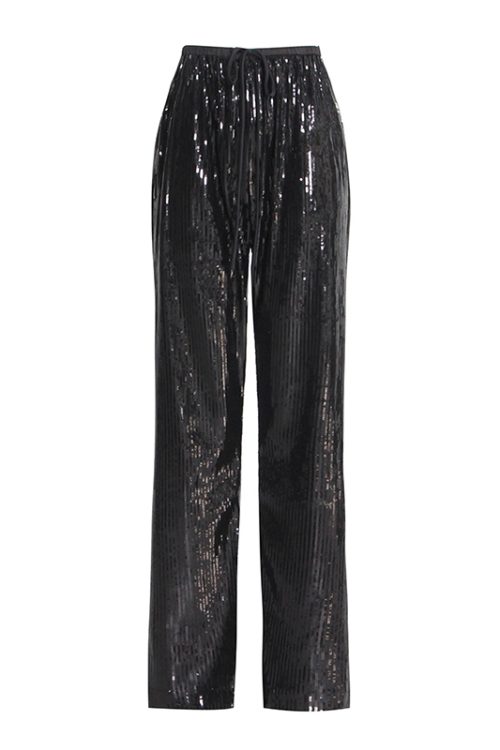 High Quality Patchwork Drawstring High Waist Trouser Black Pants For Women