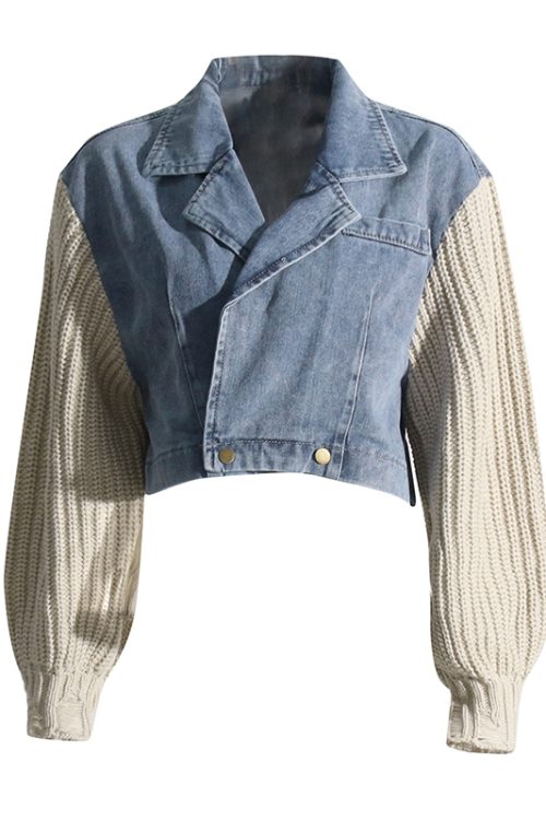 Winter Colorblock Patchwork Lapel Long Sleeve Spliced Button Jackets For Women 2024