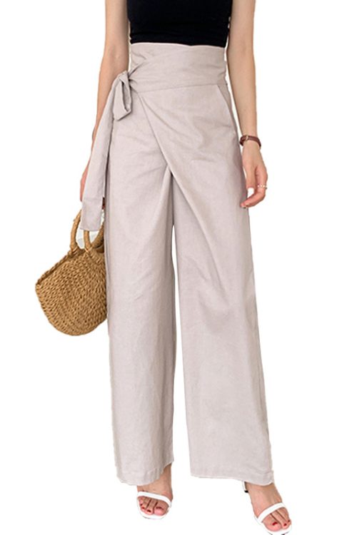 Minimalist Trousers High Waist Spliced Button Casual Loose Wide Leg Pants For Women