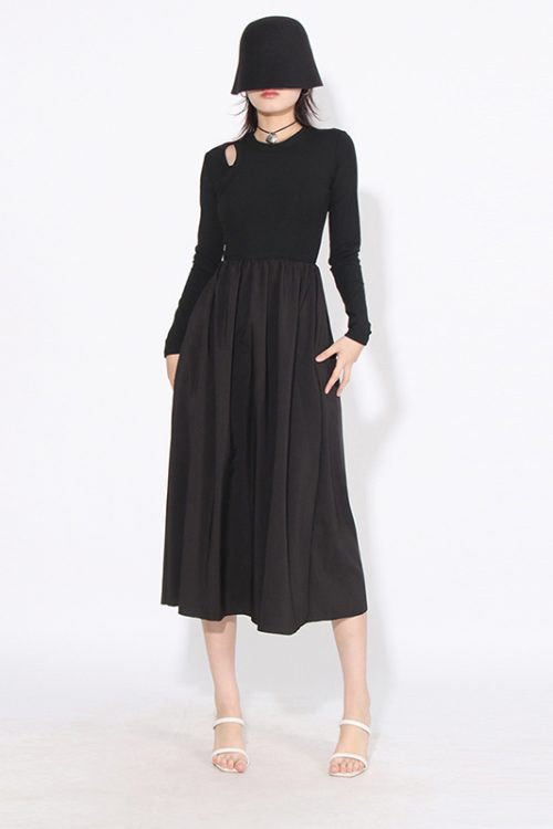 Casual Hollow Out Long Women Dresses Long Sleeve Minimalist Dresses For Women